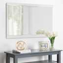 White Bathroom Mirror 24x36 Inch, Solid Wood Framed Rectangle Mirrors for Bathroom Bedroom Living Room or Entryway(24x36, White)