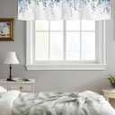 Curtain Valance for Windows Blue Eucalyptus Rod Pocket Valance Window Treatments 1 Panel Watercolor Leaves Short Curtains for Kitchen Windows Bathroom Bedroom 42x12in