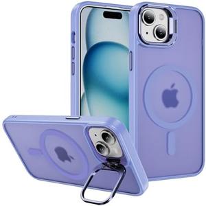 Hitaoyou for iPhone 15 Case Compatible with Magsafe, Translucent Matte Camera Kickstand iPhone 15 Case,Phone Case iPhone 15,Shockproof Heavy Duty Protective Cover Case for iPhone 15 Pack Of 2