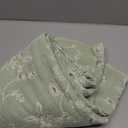 jinchan Boho 100% Cotton Muslin Queen Size 80x90 Inches Blanket Lightweight 4-Layer Quilted Soft Green and Beige Floral Throw Blanket Reversible Comfy Flower Rustic All Seasons Couch Bedroom Decor