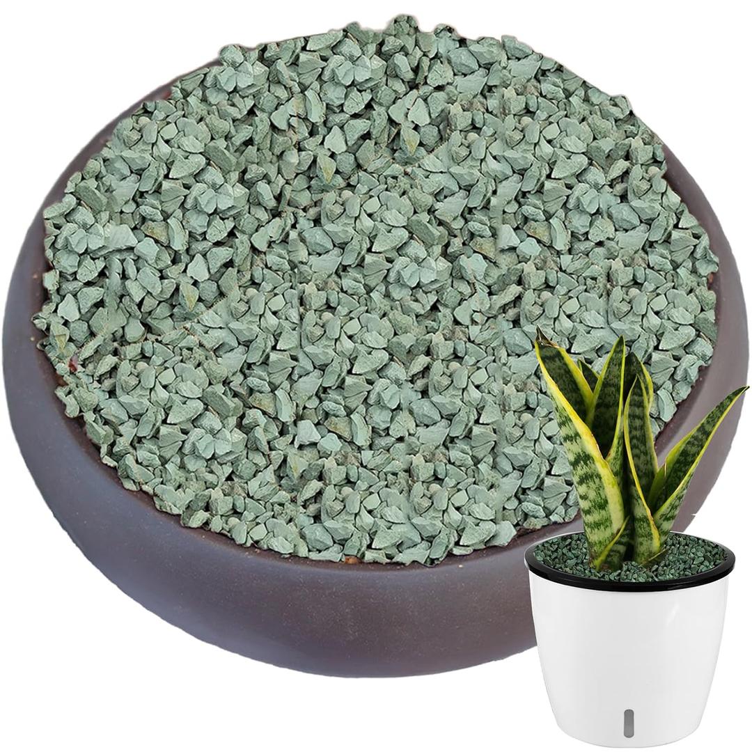 11 lbs Succulent and Cactus Bonsai Pebbles, 6-9mm Decorative Landscaping Stones Natural Garden Gravel Rocks for Indoor Outdoor Plants Aquariums DIY, and Gardening Top Dressing, Green Zeolite