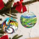 3 x Christmas Ornaments, 2.8 Inch Ceramic Hanging Ornament, Christmas Tree Ornaments, Xmas Decorations, Holiday Decorations, Holiday Party Gifts, and Xmas Gift Ideas - Green Irish Hills