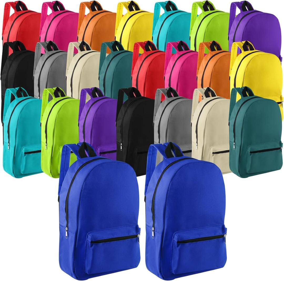 24 Pcs Backpack for School in Bulk 17 Inch Bulk Bookbags Back Pack for Elementary, Middle, and High School Kids Boys Girls Teens Students