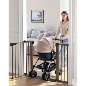 Cumbor 30-46" Baby Gate for Stairs, Auto Close Dog Gate for the House Brown