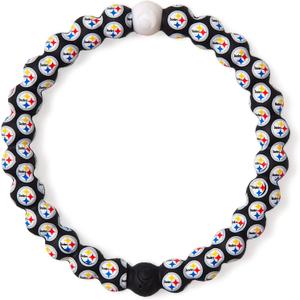 Lokai NFL Football Collection Beaded Bracelets for Men & Women - Silicone Jewelry Fashion Bracelet Slides-On for Comfortable Fit (7.5 Inch - Extra Large, Pittsburgh Steelers Logo)