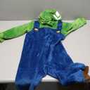 Nintendo Super Mario Brothers Boys Long Sleeve Onesie Zip Coverall with Hoodie Mario & Luigi Cosplay Zip Up Onesie (4, Green and Blue)