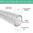 Suction Hose 2"ID x 10ft Reinforced Tubing PVC Clear Wire Vinyl Tubing,Heavy Duty Spiral Steel Flexible Hose,Dust Collection Boat Marine Pump, Drain