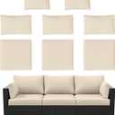 8p Outdoor Cushion Slipcovers Outdoor Patio Cushions Covers Replacement Waterproof with Zipper for 3-Seat Outdoor Rattan Sofa Patio Furniture Cushion Covers Cream, Covers Only