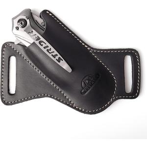 Topstache Handmade Leather Pocket Knife Sheath for Belt,EDC Belt Folding Knife Sheath for Man,Cross Draw Left Side Carry Open Top Knife Sheath for 5 inch Folding Knife,Black
