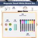 TSJ OFFICE Small White Board - 12 X 16 Inches Small Magnetic Dry Erase Board with Hooks for Wall, Desktop Whiteboard Stand 360 Degrees Revolving Double Sided for Office, Home, School, Gold