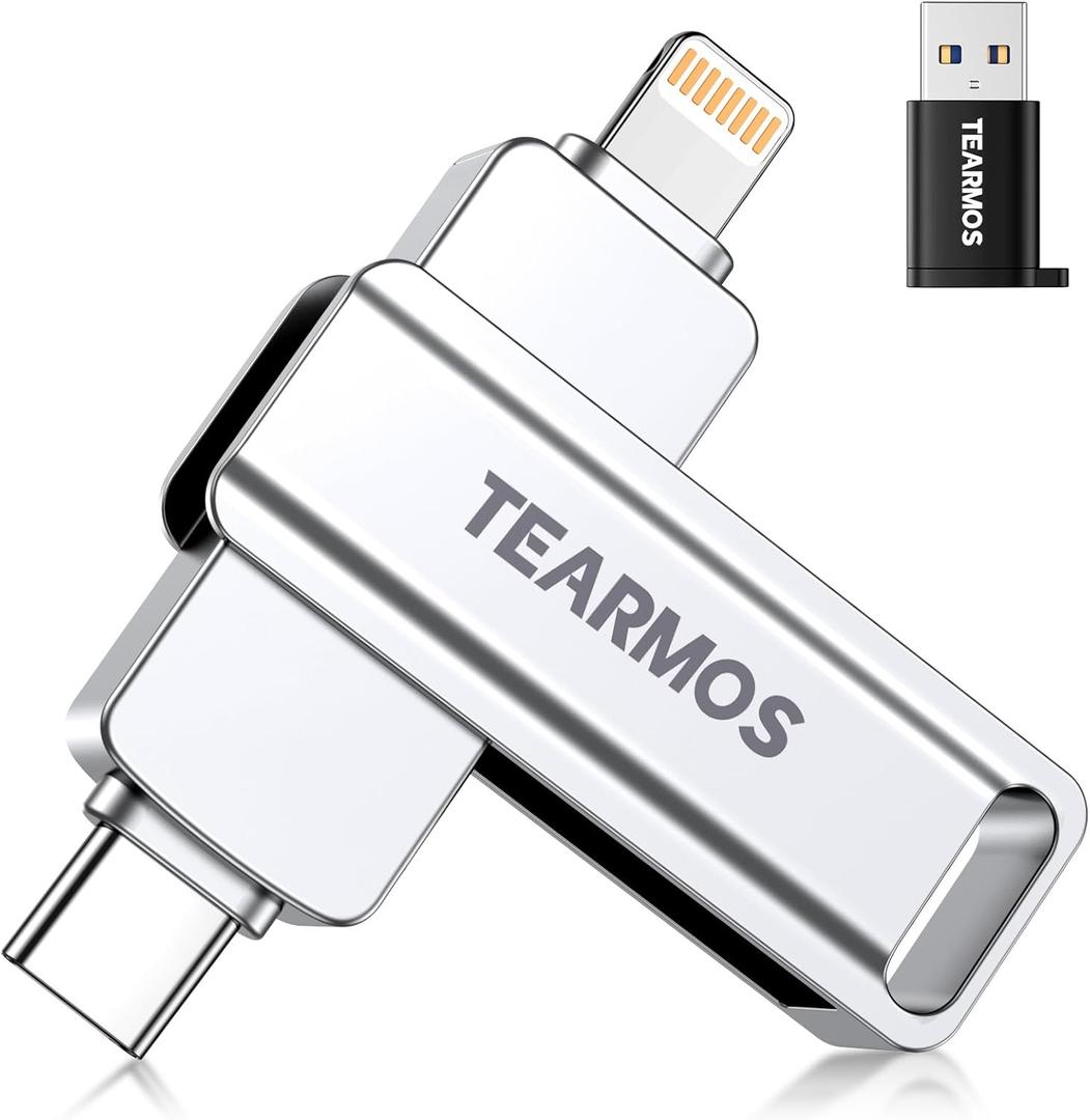 512GB Flash Drive Intended for iPhone iPad, Memory Stick Storage for Photos and Videos Backup, Compatible with iPhone iPad Android PC, Plug and Play, No Application Required (Metal Silver)