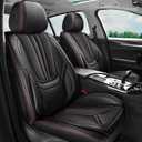 Car Seat Covers Full Set, Luxury Leather Car Seat Covers, Waterproof and Breathable Seat Covers, Universal Car Seat Protector Fit for Cars, Trucks, SUVs, Pick-ups (Black&Red line, FullSet)