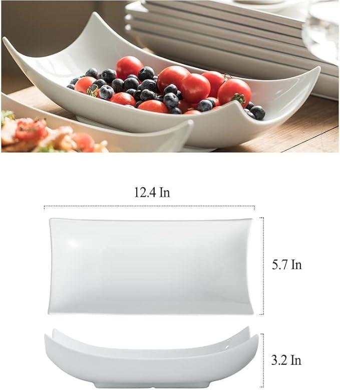 Gomakren Serving Platters Serving Bowls Set Turkey Serving Platter Porcelain Serving Dishes For Entertaining Special Curved Deep Large Thanksgiving Christmas Dishes Gifts Set of 2 White 12 Inch