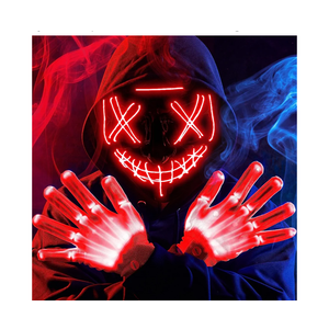 Halloween Led Mask, Light Up Mask and Gloves for Cosplay Costume, 3 Modes Scary Glow in The Dark Masks for Boys Girls Halloween Party Dress Up Accessories, Gifts Giving