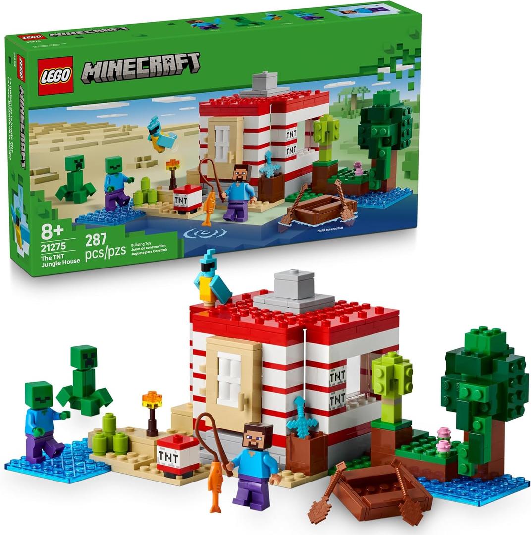 LEGO Minecraft The TNT Jungle House Kids Toy for Pretend Play - Collectible Minecraft Toy - Building Set for Boys and Girls 8+ - Gift Idea for Birthdays and Video Game Fans - 21275