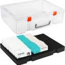 1 Pcs Foam Name Badge Organizer with Case, Name Tag Holder Holds 48 Badges, Foam ID Badge Storage Tray Name Tag Storage Box for Desk Office School Business Organization, 14 x 10.7 x 4 in