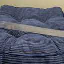 HIGOGOGO Square Stuffed Pouf Ottoman, Corduroy Poufs with Foam Chunk Filling, Furry and Fluffy Pouf Foot Stool Storage Ottoman, 25.6 X 25.6 Floor Poufs Foot Rest for Living Room, Navy