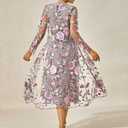 Women's Maxi Dresses 2 Piece Outfit Wedding Guest Cocktail Tea Party Dress Ruffle Lace Floral Casual Formal Evening Dress (Purple, XXL)