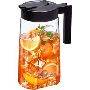 Amazing Abby - Slim Mini - Tritan Pitcher (48 oz), Unbreakable Plastic Water Pitcher with Lid, BPA-Free, Heat-Resistant, Dishwasher-Safe, Great for Iced and Hot Drinks, Indoors and Outdoors, Black