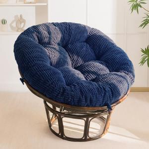 HIGOGOGO Papasan Chair Cushion with Thick Corduroy Cover (Without Chair), Supportive Cushion, Navy, 48 x 48 Inch