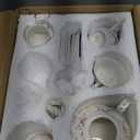 fanquare Vintage Porcelain Tea Set for Women Tea Party, Cup and Saucer Set for 6, Wedding Floral Teapot Set for Adults, Pink Rose two of them is broken