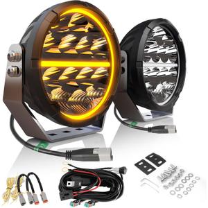 CO LIGHT 6.5 in Round LED Driving Lights with 14AWG Wiring Harness 180W Round LED Offroad Lights White Amber DRL 35000 LM Spot Flood Combo Beam Auxiliary Spotlight for Trucks Car 4x4 Pickup ATV