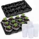 homenote 4 Inch Seed Starting Trays with Clear Nursery Pots, 5-Pack 12-Cell Seedling Starter Trays & 4" Nursery Pots 60 Pcs with Drainage, Plant Starter Germination Trays for Indoor Outdoor Growing