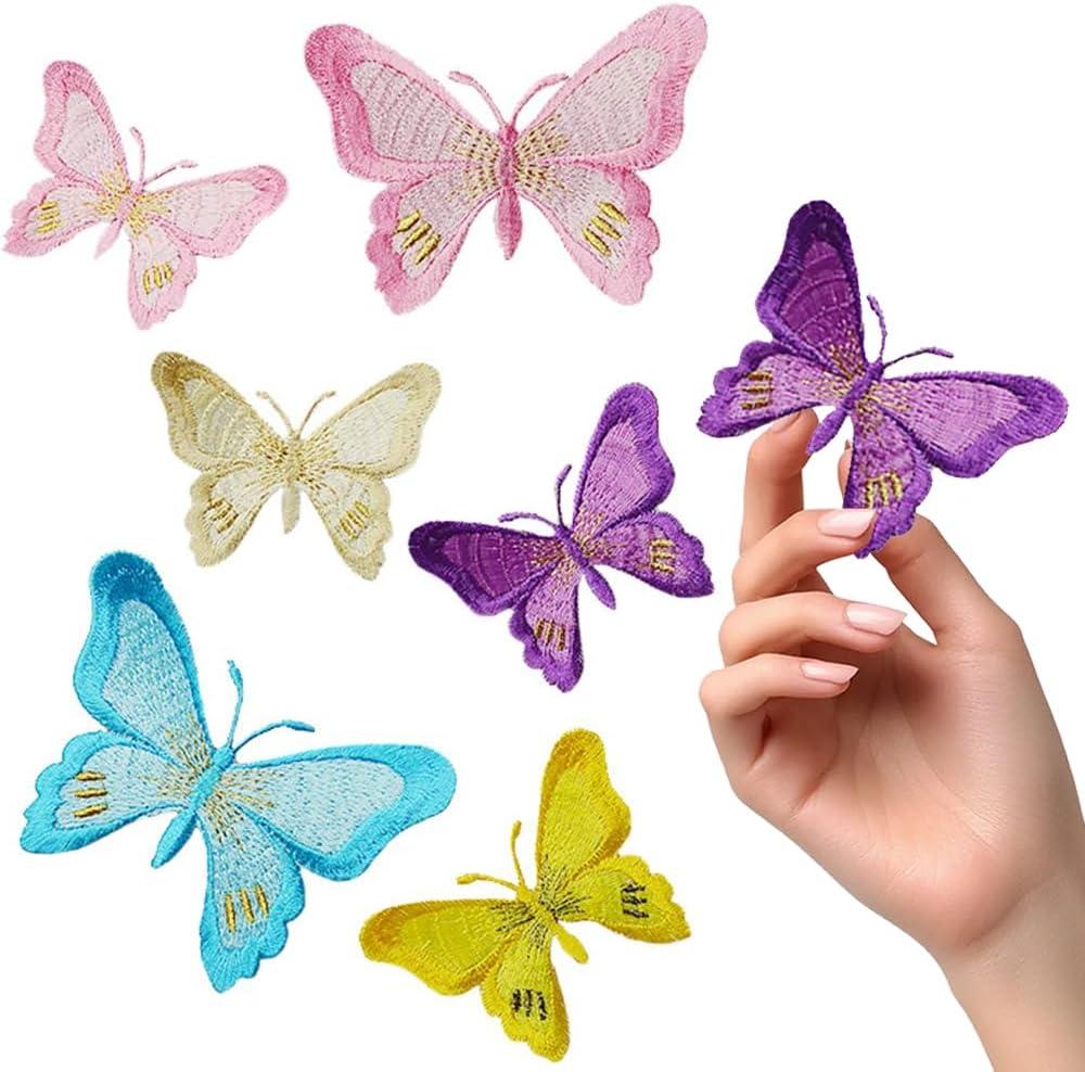 8 Pack Cute Butterfly Iron On Patches for Backpacks, Hats, DIY Sew on Applique Patch, Vintage Embroidered Patches for Repair Clothes, Jackets, Jeans