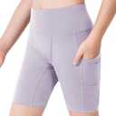 Stelle Girls 3"/4"/8" Bike Volleyball Shorts with Pockets Youth Athletic Yoga Dance Gymnastics Compression (Purple, L)