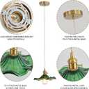 Pendant Light Fixture Glass Hanging Light Flower Light Fixture Pendant Lights Modern Lighting Bedroom Kitchen Island Hallway Bathroom Green Wave Style