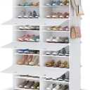 HOMIDEC Shoe Rack, 8 Tier Shoe Storage Cabinet 32 Pair Plastic Shoe Shelves Organizer for Closet Hallway Bedroom Entryway | 32 Pair, Shoe Shelves, Organizer, for Closet, Large