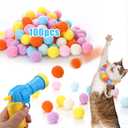 AIERSA Interactive Cat Toys - 100pcs Pom Pom Balls with Launcher Set for Indoor Cats, Kitten Enrichment