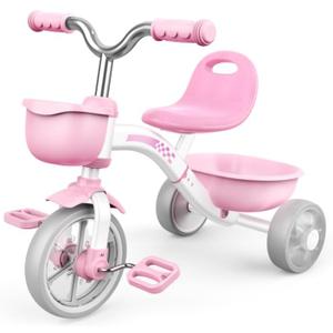 Toddler Tricycle for 1.5-3 Year Olds, 3 Colorful Lighting Wheels, Toddler Toys Baby Bike, 3 Level Adjustable Seat