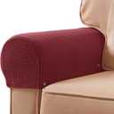 SUBRTEX Stretch Armrest Covers Spandex Arm Covers for Chairs Couch Sofa Armchair Slipcovers for Recliner Sofa with Twist Pins 2pcs (Wine)
