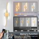 Modern LED Wall Sconce Set of Two, Battery Powered Wall Sconces Set of 2 with Timer, Gold Wall Light with Remote, LED Wall Lamp Indoor not Hardwired for Bathroom Living Room Bedroom Corridor, Battery Operated
