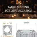 MAONAME 12" Silver Charger Plates Set of 6, Mirror Charger for Dinner Plates, Plastic Plate Chargers with Embossed Rims, Square Chargers for Table Setting, Wedding