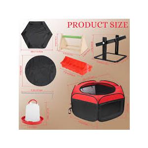 Brooder Box for Chicks Pop-Up Baby Chicken Cage Perch Up to 17 Baby Chicks, Ducks and Quails Chick Starter Kit with Storage Bag, Top Cover, Fixed Pegs, Waterproof Mat