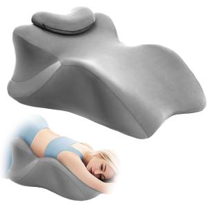 Wedge Pillow for Couples Intimacy, Spine & Hip Alignment Position Cushion, Memory Foam Lift Pillow for Adult Bed, Lounge & Relaxation, Comfort Support for Back, Waist & Posture- Light Grey