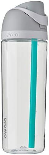 Owala FreeSip Clear Tritan Plastic Water Bottle with Straw, BPA-Free Sports Water Bottle, Great for Travel, 25 Oz, Shy Marshmallow