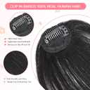 Clip in Bangs 100% Real Human Hair, Wispy Bangs Hair Clip, Fake Bang Fringe with Temples Hairpieces for Women Daily Wear (Natural Black, Wispy Bangs)