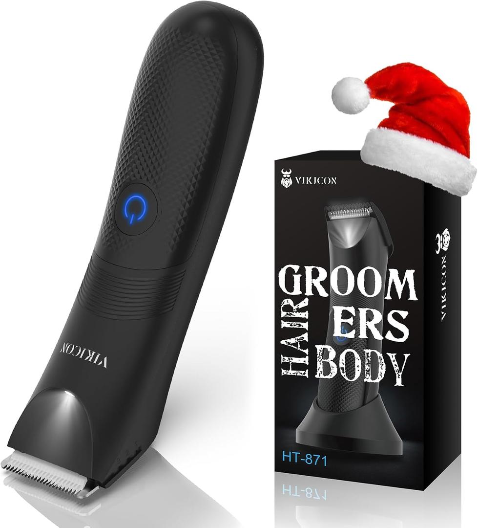 Manscape Trimmer for Men - No Nicks Electric Razor-Shaver for Balls/Pubic/Groin/Legs/Chest Hair Removal w/Light & Ceramic Blade, IPX7 Waterproof Full Body Hair Groomer USB-C Charging, Gifts for men