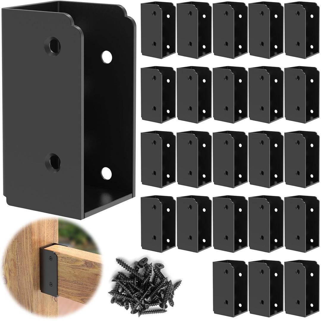 24PCS 2x 4 Stainless Steel Deck Railing Brackets Connectors, 2x4 Brackets for Stair Fence Railings Handrail