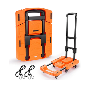 Voipvvii Folding Hand Truck500lbs, Portable Heavy Duty Dolly Cart, 6 Wheels Collapsible Luggage Cart with 2 Elastic Ropes  Compact Trolley Cart for Easy Moving  Ideal Hand Cart for Travel and More