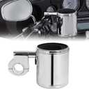Motorcycle Cup Holder for Harley Davidson - Easy to Install Handlebar Drink Holder for Touring Street Glide Sportster Dyna Softail FLH/T FLHX Models (Chrome)