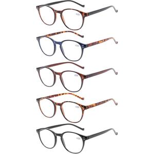 NORPERWIS 5 Pairs Reading Glasses - Standard Fit Spring Hinge Readers Glasses for Men and Women (5 Pack Mix Color, 1.50)