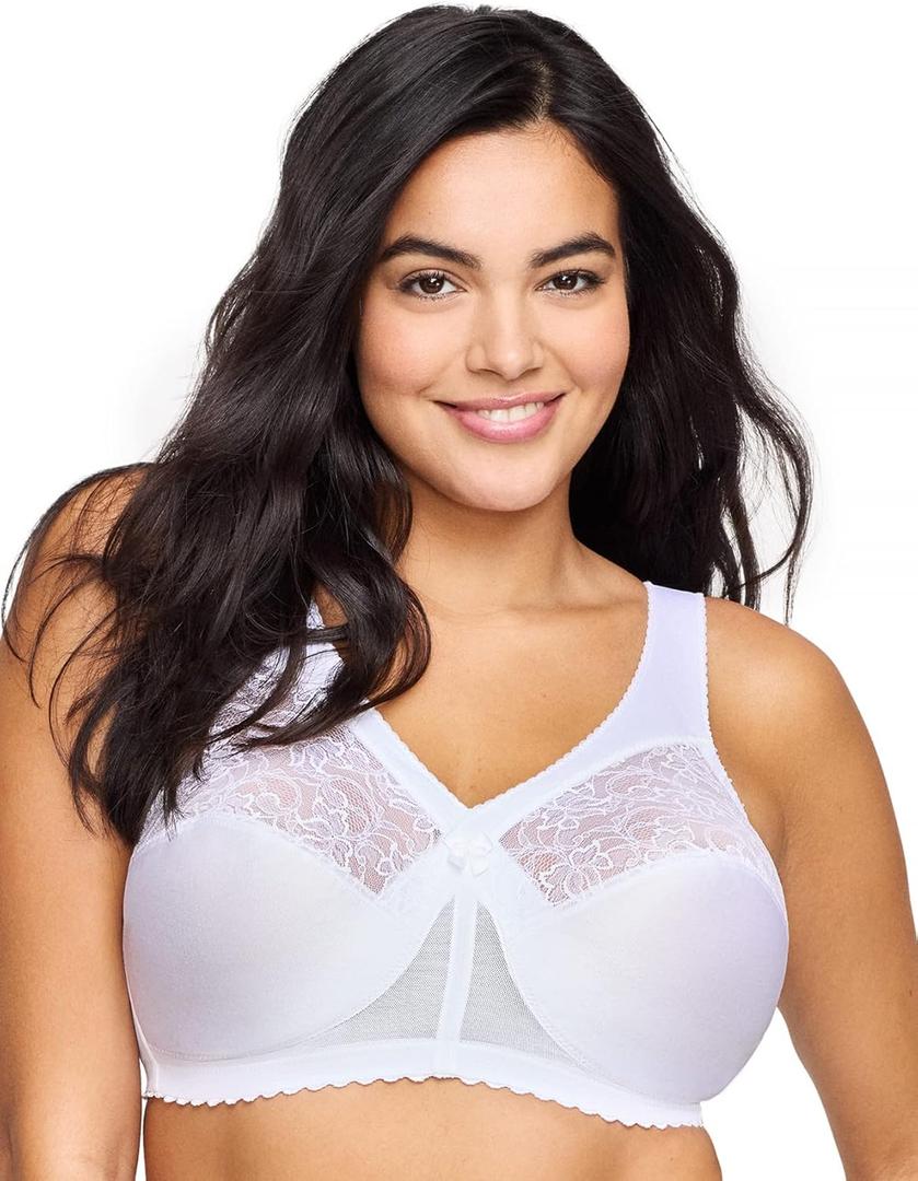 Glamorise Full Figure Plus Size MagicLift Original Support Bra Wirefree #1000 (50DD, White)