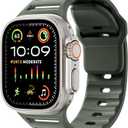Sport Bands for Apple Watch Ultra 2 Band 49mm 45mm 44mm 42mm Men Women,Rugged Wide Silicone Waterproof Wristbands with Metal Adapter Strap for iWatch Ultra Band Series 9 8 7 6 SE 5 4 3 2,Ultra2/Ultra (Army Green)