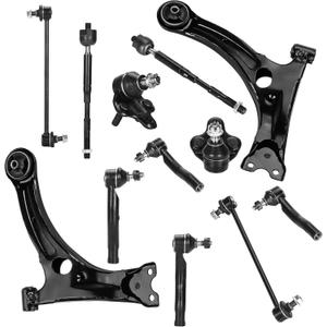 Front Left & Right Side Lower Control Arms w/Ball Joints Sway Bar Links Tie Rods Suspension Kit for 2003-2008 Toyota Corolla (10PCs)