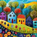 HUADADA Jigsaw Puzzles for Adults 1000 Pieces, Painting Houses with Poster Interlock Perfectly Letter on Back No Dust, Home Decor Birthday Party Gift Toy for Men Women Elders Seniors (27.5"x19.6")