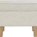 HomePop 22" Modern Rectangular Storage Ottoman - White Woven Stripe